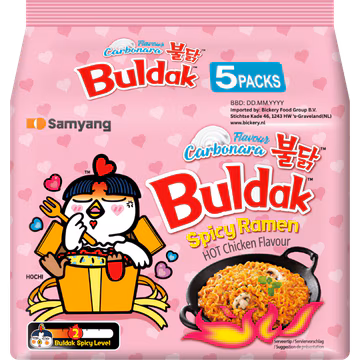 Buldak Noedels Spicy Ramen Carbonara Flavour 5 x 130 g