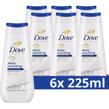 Dove Advanced Care Verzorgende Douchegel Deeply Nourishing 225 ml 6 stuks
