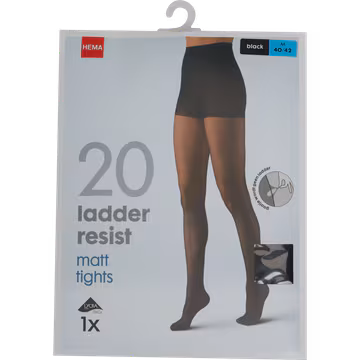HEMA Panty 20D 40/42 Zwart Ladder Resistent