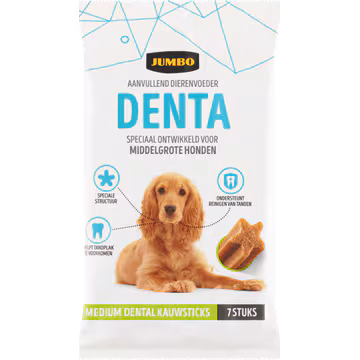 Jumbo Aanvullend Dierenvoeder Denta Medium Dental Kauwsticks 7 Stuks 180 g
