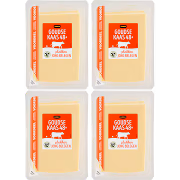 Jumbo Goudse Kaas Jong Belegen 48+ – Voordeelverpakking 4 x 400 g