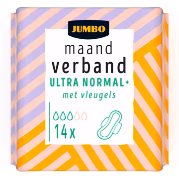Jumbo Maandverband Ultra Normal+ met Vleugels 14 Stuks