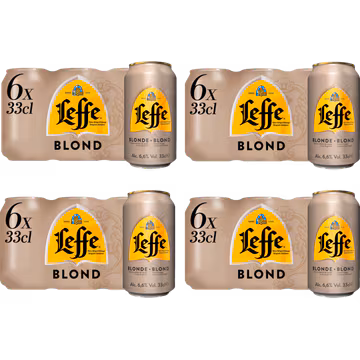 Leffe - Blond Belgisch Abdijbier - Blik - 4 x 6 x 330ML