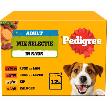 Pedigree Adult Maaltijdzakjes - Mix Selectie in saus - Hondenvoer 12 x 100g