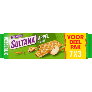 Sultana FruitBiscuit Appel Voordeelpak koek 7x3 stuks