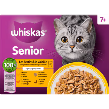 Whiskas Senior Gevogelte Selectie in Gelei 7+ 12 x 85 g